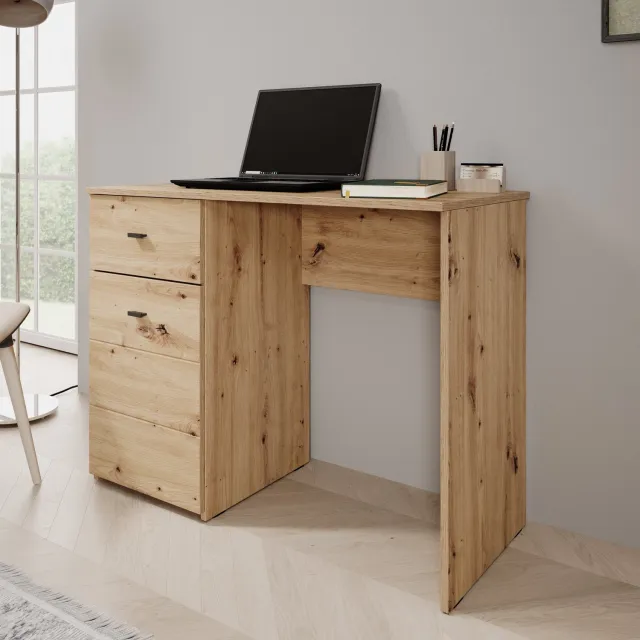 MEUBELLA Denso - Bureau - Eikenpatroon - 98x45x74 cm Bruin