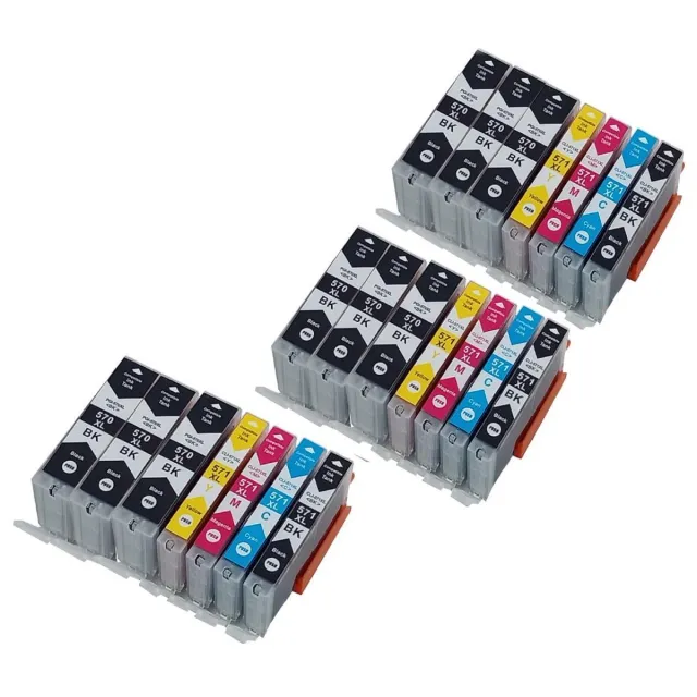KATRIZ huismerk inkt Canon PGI570XL / CLI571XL (21stuks) - Met chip | voor Canon Pixma MG 5700 series/6800series/7700 series/TS5050 series/TS6050 series/TS8050 series/TS9050series Zwart, Cyaan, Magenta, Geel