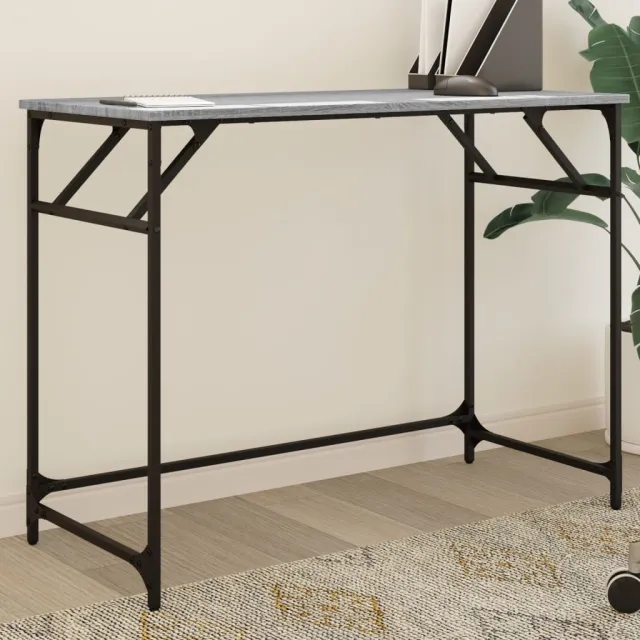 vidaXL Bureau 100x45x76 cm hout en gepoedercoat staal grijs sonoma, foto 2