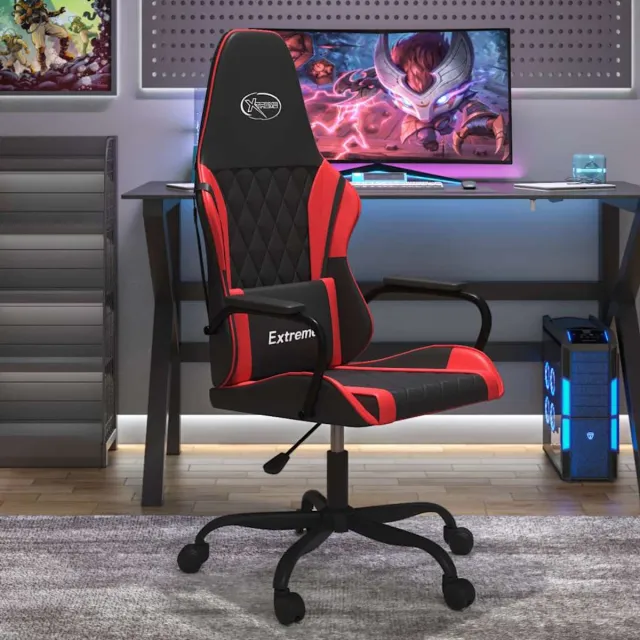vidaXL Gamestoel - kunstleer - zwart - en - rood zwart en rood