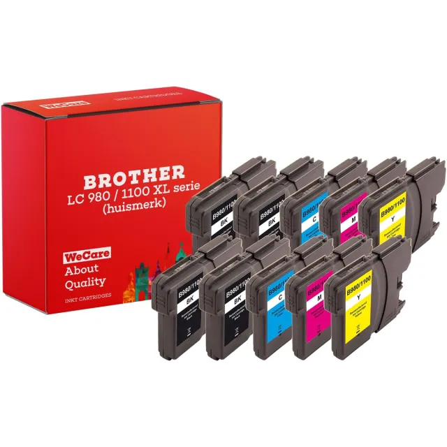 WeCare 10-pack | Geschikt voor Brother LC980 / LC-980 XL inktcartridges - DCP/MFC - 145C - 165C - 195C - 365CN - 375CW - 250C - 255CW - 290C - 295CN - J615W Multipack 10 cartridges