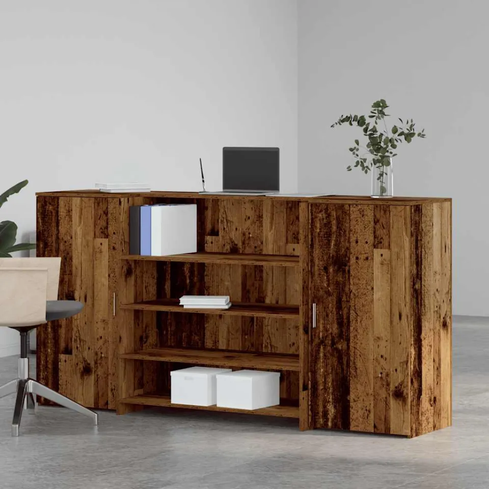 vidaXL Receptiebalie 200x50x103,5 cm bewerkt hout oud houtkleurig bruin, foto 2