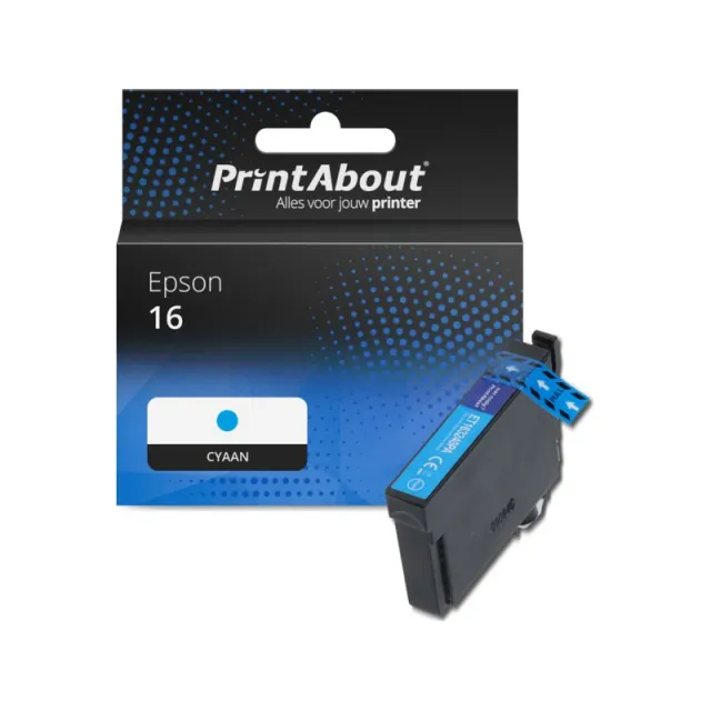 PrintAbout huismerk Inktcartridge 16 (C13T16224012) Cyaan Geschikt voor Epson