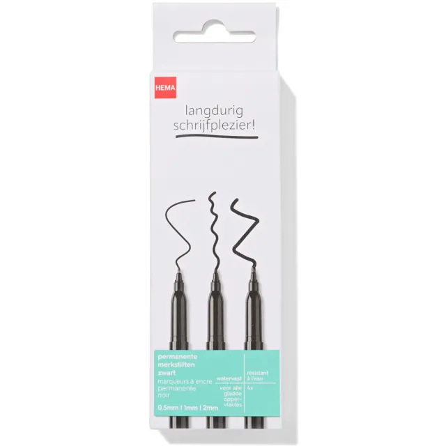 HEMA Permanente markers 0.5-1-2mm - 4 stuks