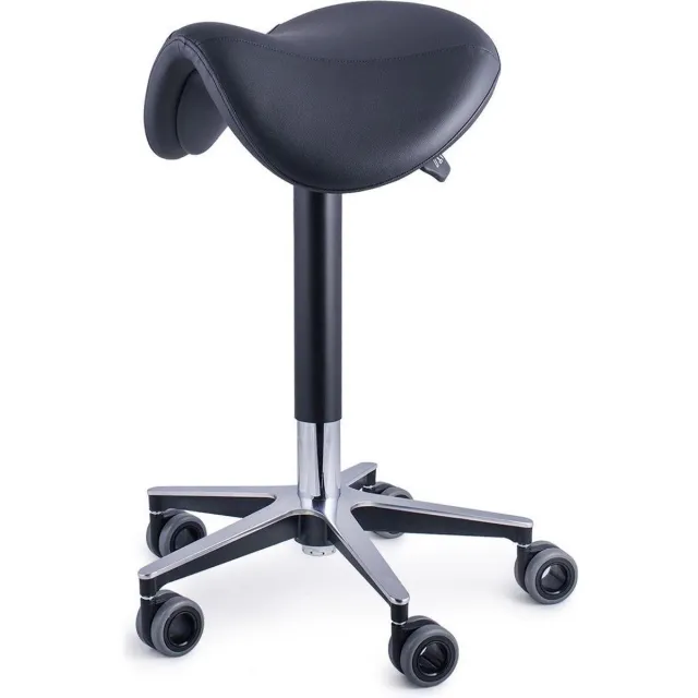 Firmseats Salon Pro - Ergonomische kappersfiets - Haarvrije wielen - #1 kruk voor kappers zwart/aluminium gepolijst