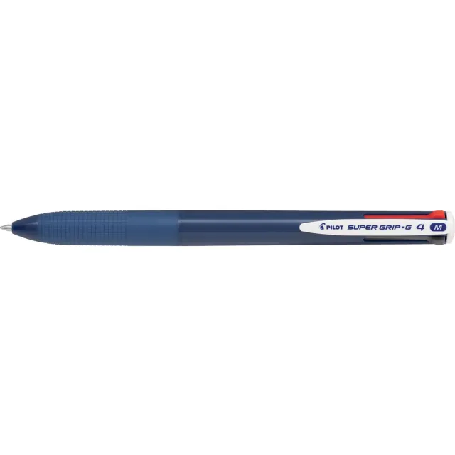Pilot Super Grip G-4 4-kleurenbalpen, medium, klassieke inktkleuren, blauw lichaam