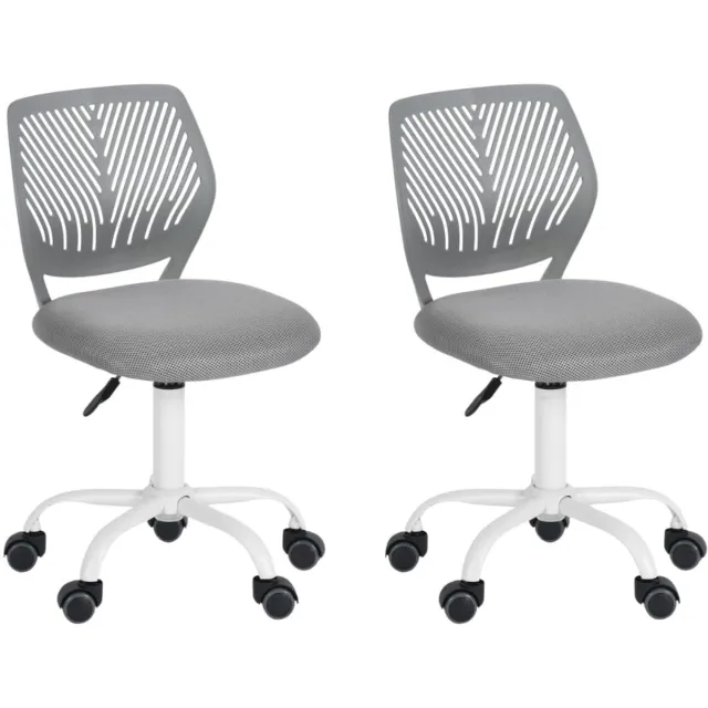 Imperatoris Bureaustoel zonder Armleuningen – Draaistoel met Wielen – Linnen Bureaustoel met Lendensteun – Make-up Stoel / Fauteuil voor Slaap- en Studeerkamer - 2 stuks Grey