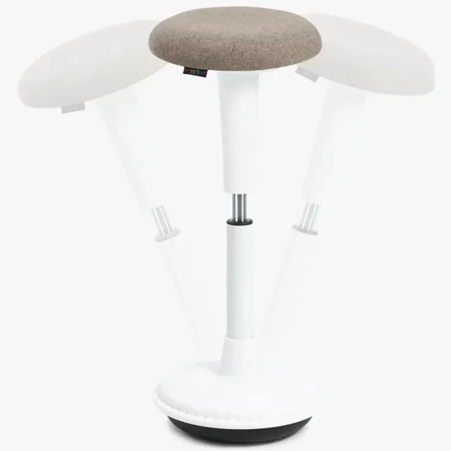 Wobblez Spine Wiebelkruk - Ergonomische bureaukruk - hoogte 65-85 cm voor Staand werken - wit frame pebble zitting STA - Wit frame - Pebble zitting