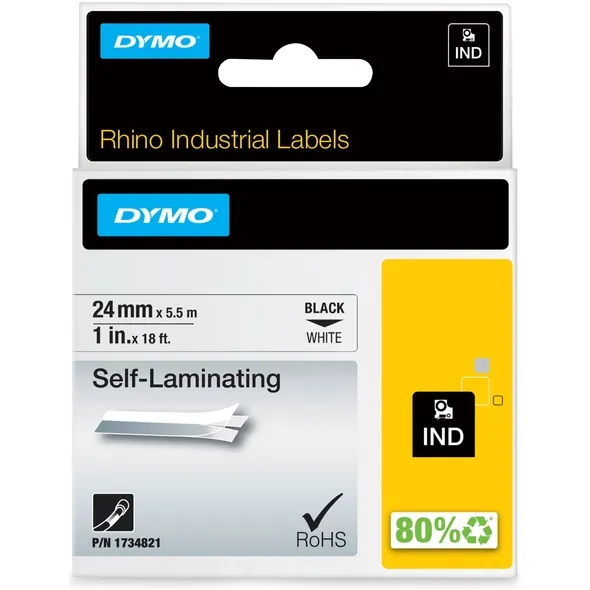 Dymo Labeltape Dymo Rhino industrieel zelflaminerend 24mm zwart op wit