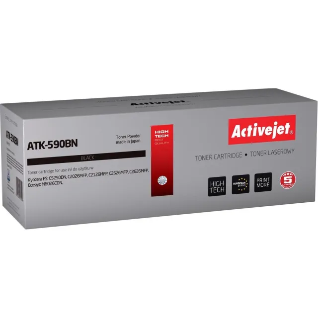 ActiveJet ATK-590BN Toner voor Kyocera-printer; Kyocera TK-590K vervanging; Opperste; 7000 pagina's; zwart.