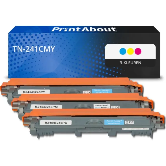 PrintAbout huismerk Toner TN-241CMY 3-kleuren Multipack geschikt voor Brother