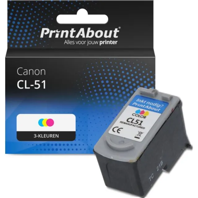 PrintAbout huismerk Inktcartridge CL-51 3-kleuren Hoge capaciteit geschikt voor Canon