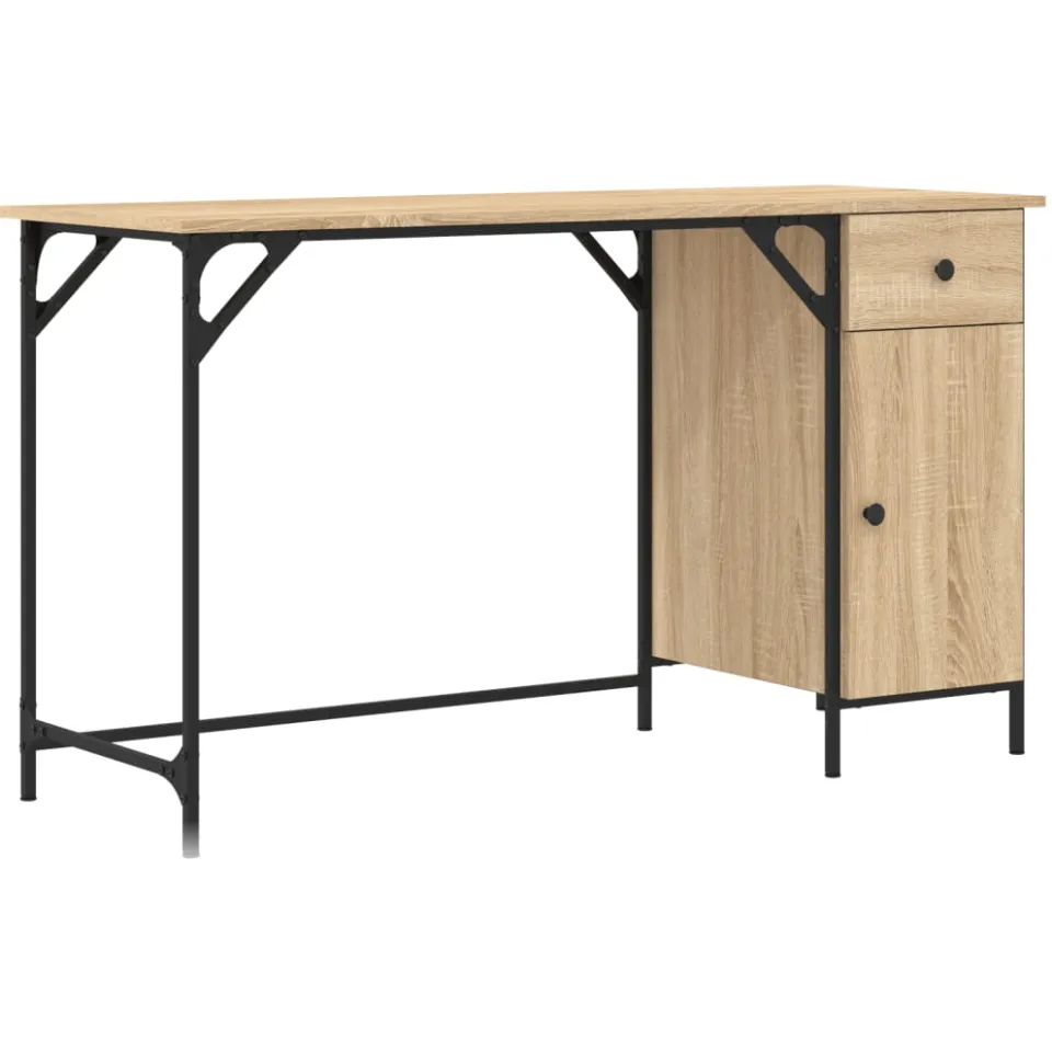 vidaXL Bureau 131x48x75 cm bewerkt hout sonoma eikenkleurig, foto 3