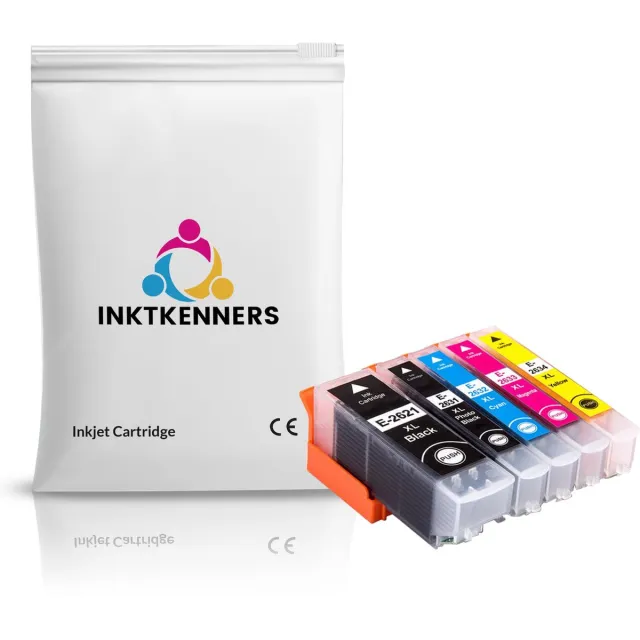 Inktkenners Inktcartridges Geschikt voor Epson 26 / 26XL | Multipack van 5 inktcartridges - Geschikt voor Epson Expression Premium XP510, XP520, XP600, XP605, XP610, XP615, XP620, XP625, XP700, XP710, XP720, XP800, XP810, XP820 Multipack XL