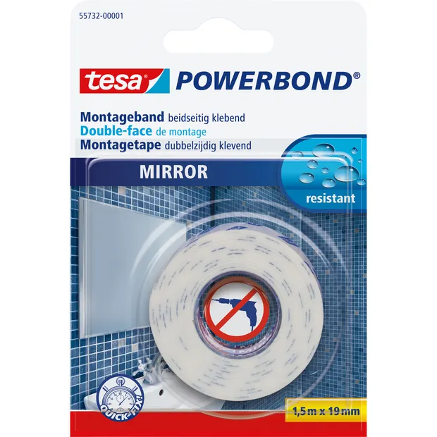 Tesa Montagetape tesa® Powerbond Spiegel dubbelzijdig 1,5mx19mm