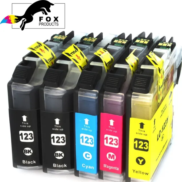 FoxProducts LC123XL LC-123 123XL - 5 cartridge geschikt voor brother - DCP-J132W, DCP-J172W, DCP-J152W, DCP-J552DW, DCP-J752DW, DCP-J4110DW, MFC-J4410DW, MFC-J4510DW, MFC-J4610DW, MFC-J470DW, MFC-J4710DW, MFC-J650DW Cyan, Magenta, Yellow, Black