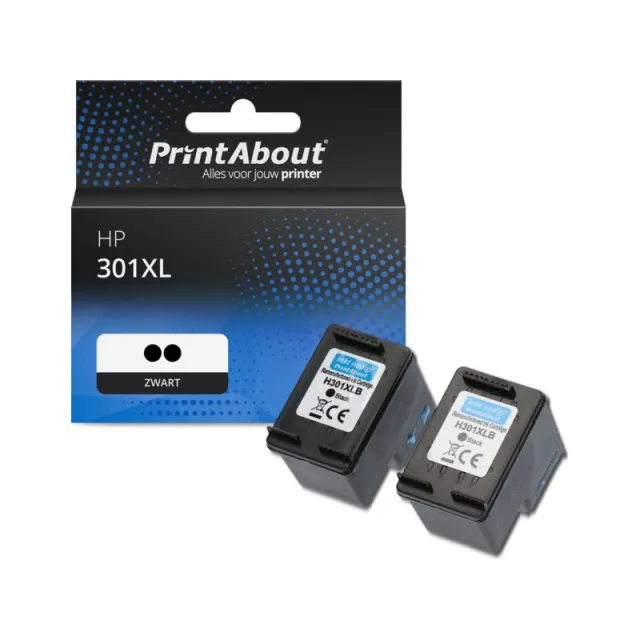 PrintAbout huismerk Inktcartridge 301XL (D8J45AE) Zwart Multipack Hoge capaciteit Geschikt voor HP