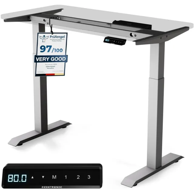 Desktronic HomeOne Zit-sta Bureau Elektrisch In Hoogte Verstelbaar Frame Grijs 120x60-160x80cm Bureaublad