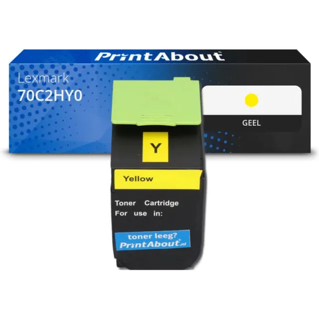 PrintAbout huismerk Toner 70C2HY0 (702HY) Geel Hoge capaciteit Geschikt voor Lexmark