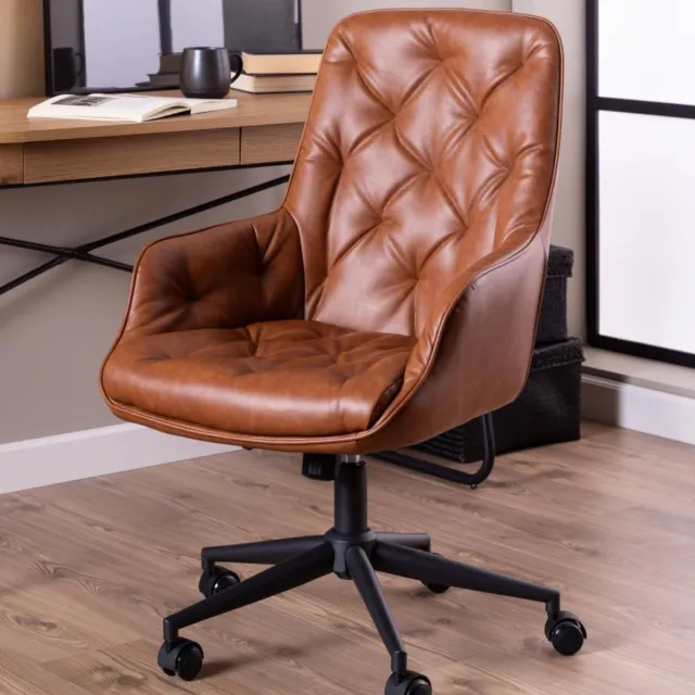 Giga Living Bureaustoel Alleri - PU Leer - Draaibaar - 60x68x106cm Bruin