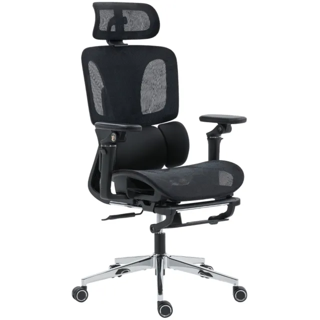 Clruro Bureaustoel - 67x71x133 cm - Ergonomisch - 6D Armleuningen - Mesh en Metaal - Zwart Clruro