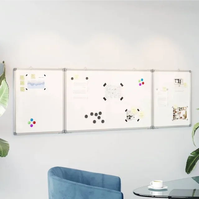 vidaXL Whiteboard magnetisch inklapbaar 160x50x1,7 cm aluminium Wit
