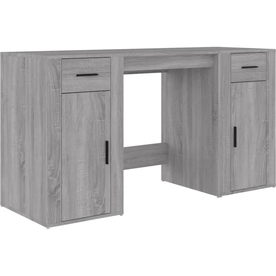 vidaXL Bureau met kast bewerkt hout grijs sonoma eikenkleurig