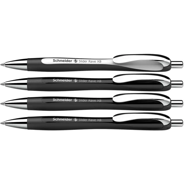 Schneider balpen Slider Rave, extra breed, blauwe inkt, zwart, doos van 3 + 1 gratis