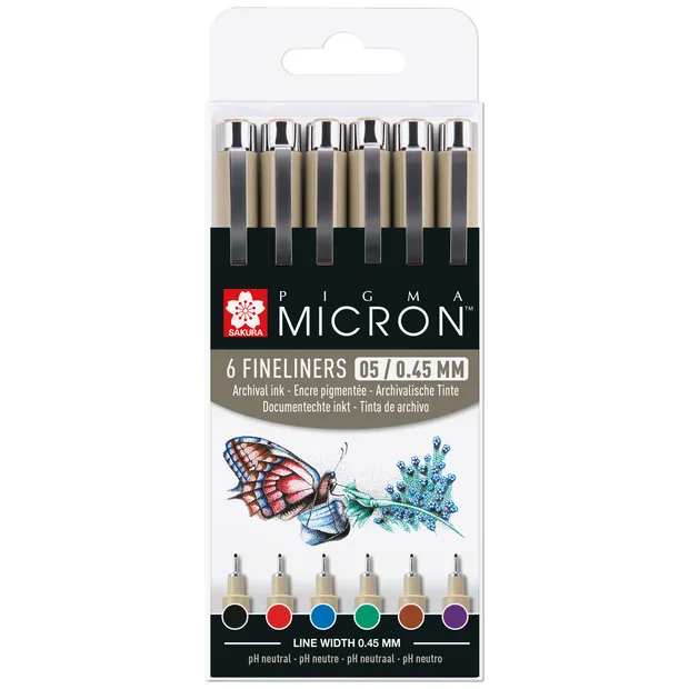 Sakura Fineliner Sakura Pigma Micron 05 basic set 6 kleuren