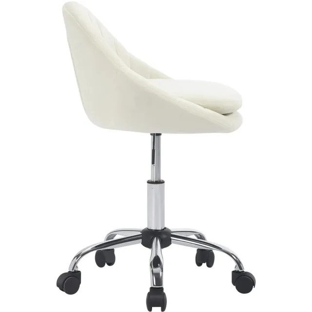 Klarven Bureaustoel Ergonomisch bureaustoel Fluweel beige - 360° draaibaar, In hoogte verstelbaar, Verstelbare rugleuning - Op wielen - 82 x D 52 cm