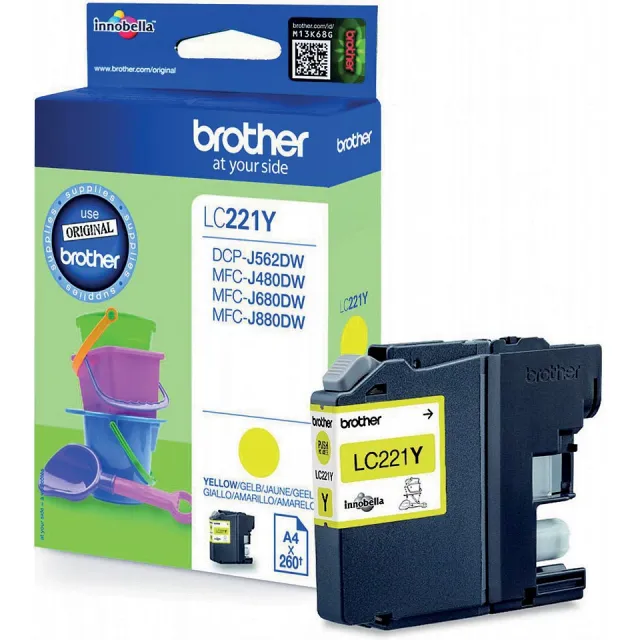 Brother LC221YBP inktcartridge 1 stuk(s) Origineel Normaal rendement Geel (LC221YBP)