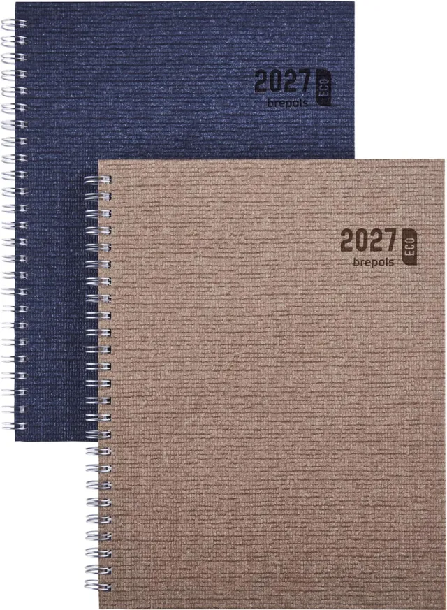 Brepols agenda Ecotiming, Kazar, assorti, 2027, spiraalgebonden blauw