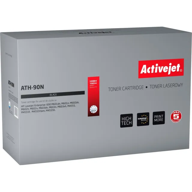 ActiveJet ATH-90N toner voor HP-printer; HP 90A CE390A-vervanging; Opperste; 10000 pagina's; zwart.