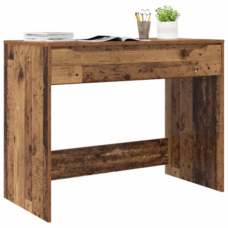 vidaXL Bureau met lade Oudhout 100 x 50 x 78 cm Geconstrueerd hout bruin, foto 3