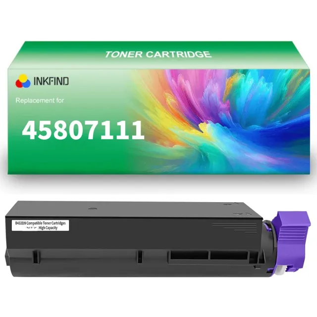 INKFIND B432XX 45807111 Tonercartridge compatibel met OKI 45807111 Toner Cartridge 45807111 B432XX - 1-pack Zwart (extra hoge capaciteit) XXL Zwart x 1