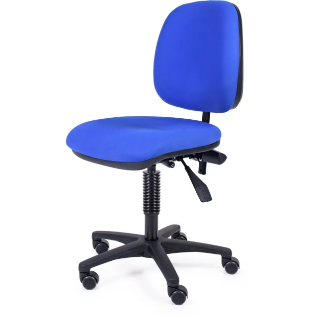 MTM bureaustoel FULA 160-N - ergonomisch - blauwe stof zitting en rug - kunststof kruisvoet - op wielen - 47/62 cm