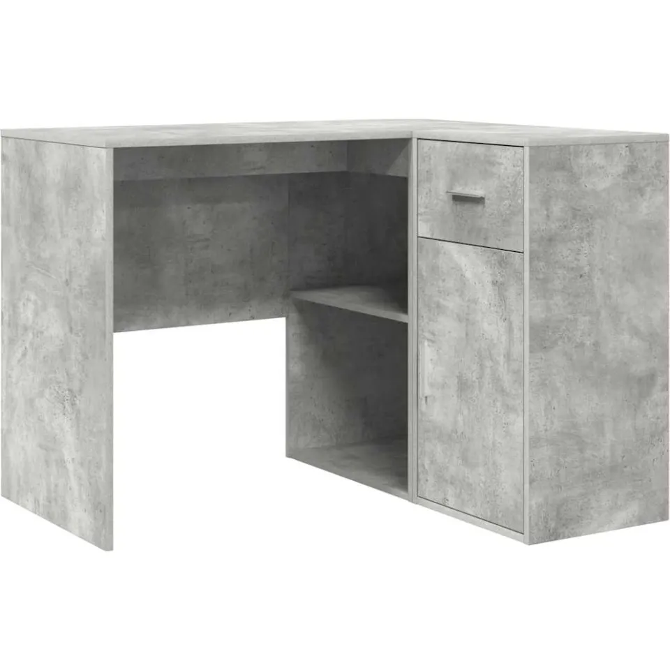 vidaXL Hoekbureau met lade met plank Beton Grijs 102 x 88 x 75 cm, foto 3