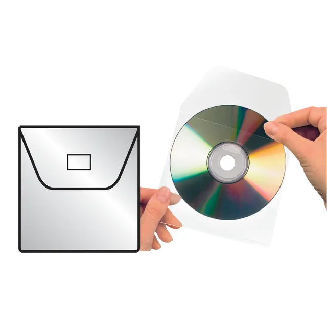 Djois Cd/dvd Hoes 3L 127x127mm met klep zelfklevend transparant