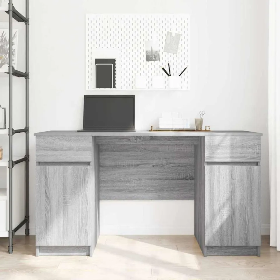 vidaXL Bureau Grijs sonoma 140 x 49 x 76 cm Bewerkt hout, foto 3