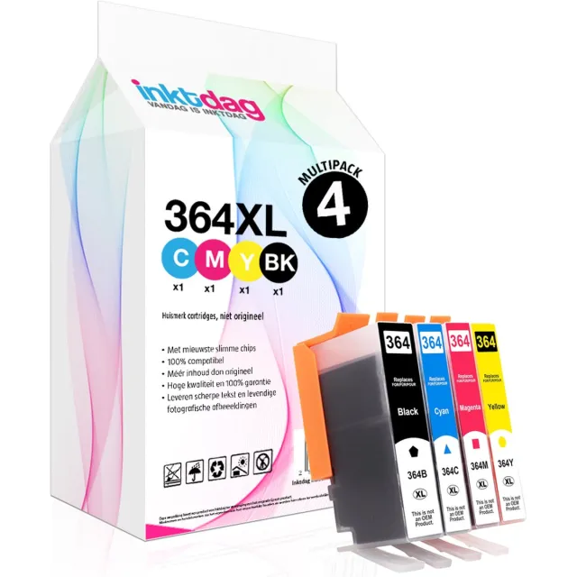 inktdag inktcartridge voor hp 364 xl, hp 364xl inktcartridges , hp 364 inktcartridges van 4 stuks voor HP Photosmart 5510 ,5514, 5515 ,5520 ,5522 ,5524 ,5525 ,6510 ,6520 ,6525 ,7510, 7520 ,B109n , B110 ,B209a ,B210, B8550 ,C5380 ,C6380 ,D5460 1 X Zwart