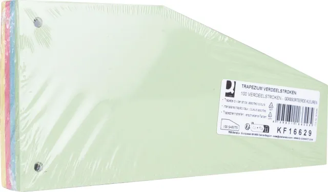 Q-Connect trapezium verdeelstroken, pak van 100 stuks, geassorteerde kleuren