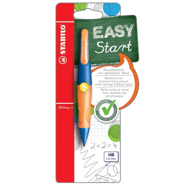 Stabilo EASYergo vulpotlood, 1,4 mm, voor linkshandigen, blister van 1 stuk, marine en oranje blauw