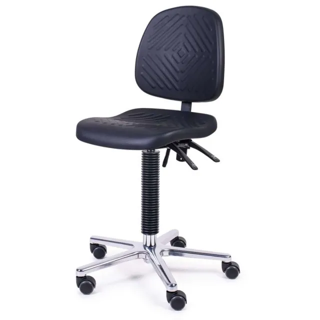 Novicum Thesinge 140LHC labstoel werkstoel - zitneigverstelling - verstelbare kantelbare rugleuning - Small gasveer zithoogte 40-53cm - tabouret laboratoriumstoel leidsterstoel Zwart