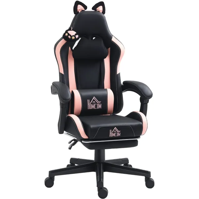 Homcom Gamingstoel - Kunststof - 65 x 62 x 124 cm - Zwart