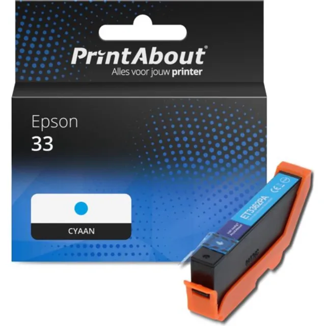 PrintAbout Huismerk Epson 33 (C13T33424012) Inktcartridge Cyaan