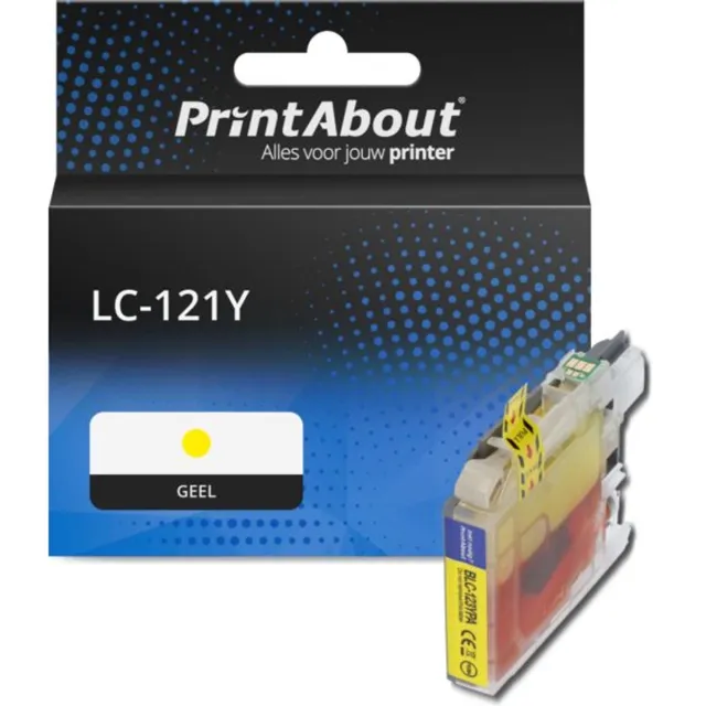 PrintAbout huismerk Inktcartridge LC-121Y Geel geschikt voor Brother