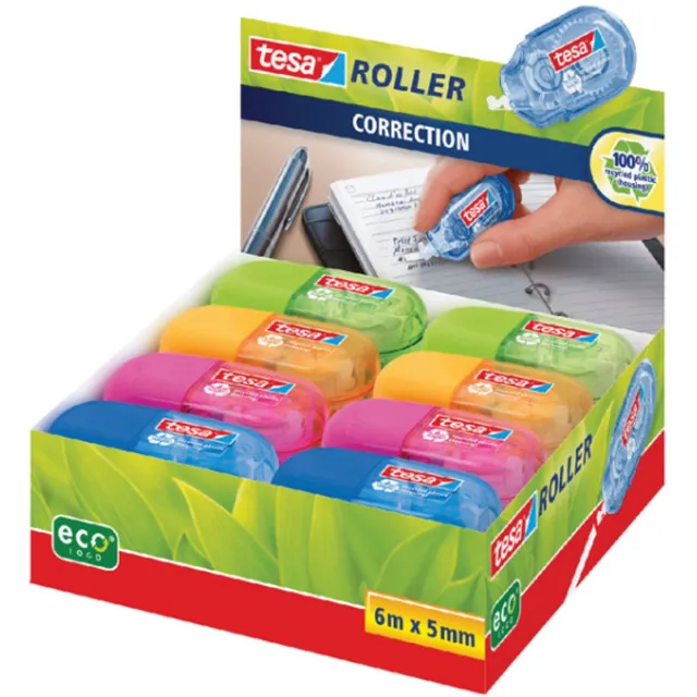 Correctietape tesa® ecoLogo® mini 5mmx6m doos à 16 stuks assorti onbekend, foto 2