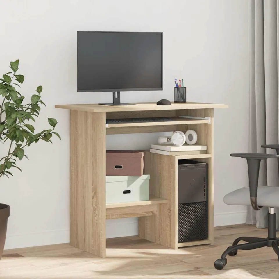 vidaXL Bureau 80x45x74 cm bewerkt hout sonoma eikenkleurig, foto 3
