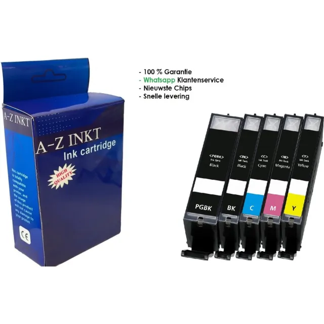 AtotZinkt Multipack voor Canon GI-550XL / CLI-551XL, Canon 550 xl pgbk 551 cartridges multipack van 5 stuks voor Pixma IP7250, IP8750, IX6850, MG5450, MG5550, MG5600, MG5650, MG5655, MG6350, MG6450, MG6600, MG6650, MG7150, MG7550, MX720, MX925