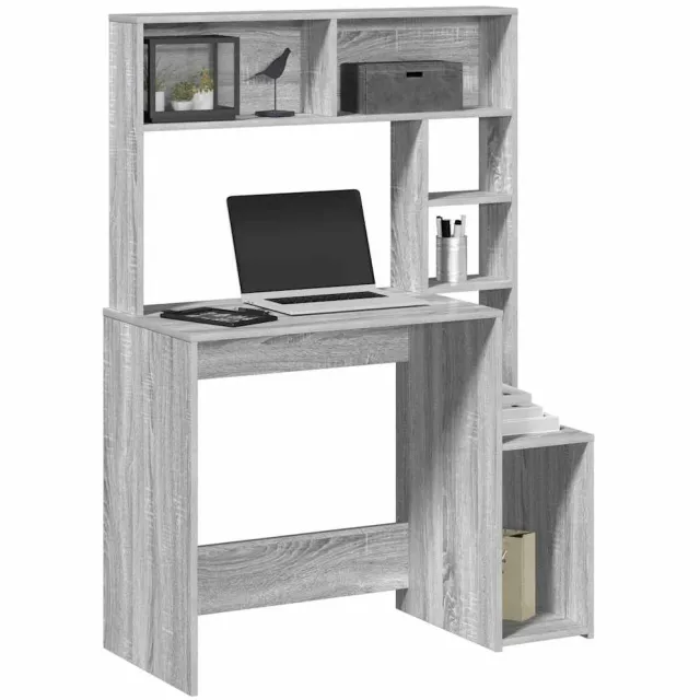 vidaXL Bureau met schappen 100x45x140 cm bewerkt hout grijs sonoma, foto 2